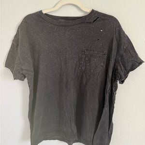 Lily & Lottie Chelsea DeBoer Women’s Black Speckled Short-Sleeve Pocket Tee S